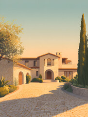 U9976779561_Vector_illustration_of_a_spacious_luxury villa, perfect for sunny days and family gatherings