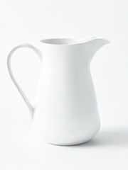 white jug ceramic porcelain pitcher vessel container kitchenware minimalist classic smooth matte spout handle simple serving household beverage water milk dining pottery utensil plain functional 