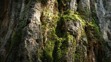 Moss covered rock face