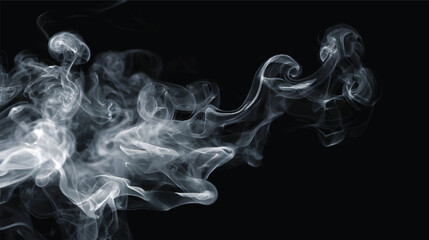 Abstract smoke patterns on a black background, ethereal and flowing