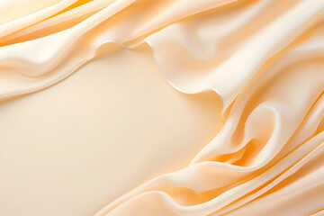 Obraz premium Elegant peach silk fabric background with soft folds creating a luxurious texture, perfect for fashion designs or cosmetic branding mockups