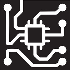 Motherboard Chip Processor Circuit Silhouettes Vector