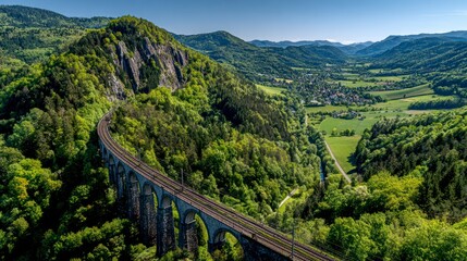 Mountain valley railroad viaduct