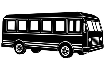 Vector art of black and white illustration of a bus