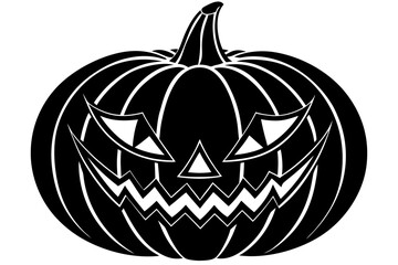 Vector art of silhouette of halloween pumpkin with scary face