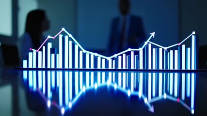Projected bar graph, business meeting - Powered by Adobe