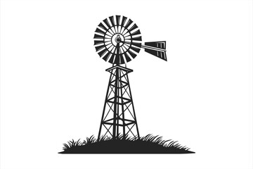 black  windmill vector on  white  background   1