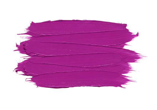 Vibrant magenta paint stroke isolated on transparent background