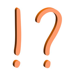 3d exclamation mark and question mark clipart Single element for design