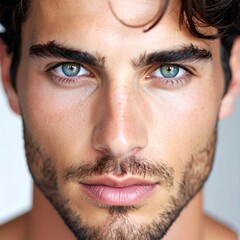 Close-up portrait of a man with striking eyes