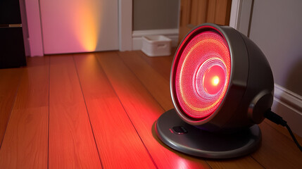 Halogen or infra heater in action against wooden floor