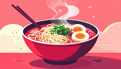 A steaming bowl of ramen