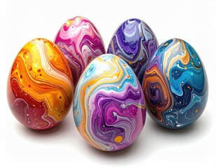 Colorful marbled Easter eggs