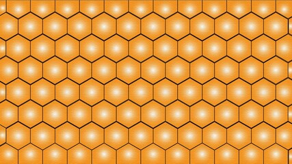 Seamless Honeycomb Hexagon Pattern with Glowing Light Effect – Orange Geometric Texture Background for Design and Decoration