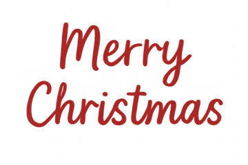 Red glittering merry christmas handwritten greeting on transparent background