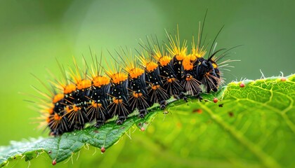 Close-up of a caterpillar on a leaf