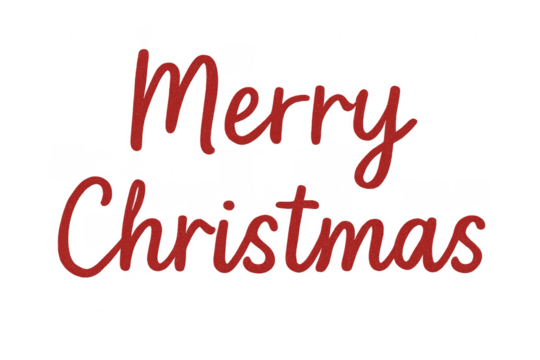 Red glittering merry christmas handwritten greeting on transparent background