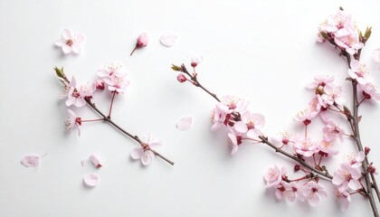 Delicate pink blossoms on a white background