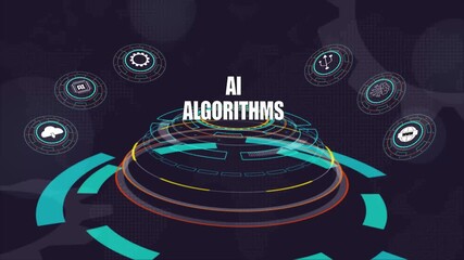 Ai algorithms visualization, futuristic artificial intelligence, abstract background for digital processing and innovation - Powered by Adobe