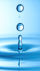 A water droplet impacting a still surface, creating ripples and smaller droplets