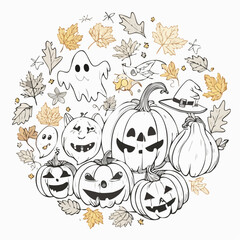 Fototapeta premium Simple Cartoon Halloween Coloring Page Vector