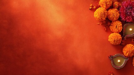 A bright red gradient background transitions from light yellow to deep red,