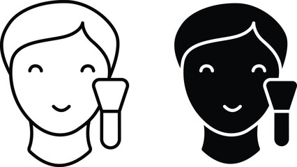 Face Makeup Brush Icon, Beauty and Cosmetic Care Vector Symbols and vector silhouette..eps