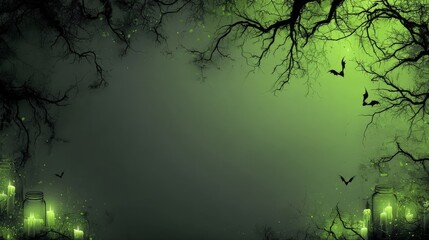 A Halloween themed background with deep green tones,