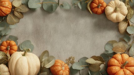 A minimalist festive winter holiday design with a blank beige textured canvas center,