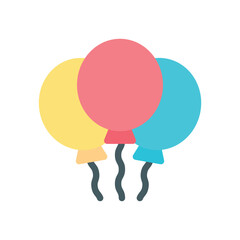 Three balloons each a different color in a cluster