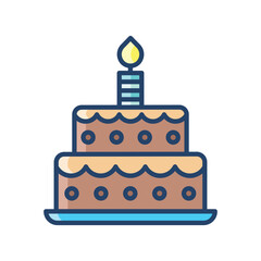 Twotier cake with frosting dots and a striped candle