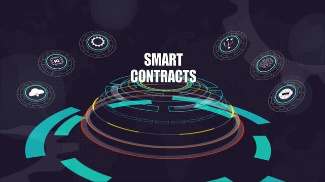 Modern smart contract, crypto agreement and secure technology illustration