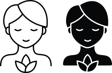 Wellness Spa Icon, Relaxation, Meditation, and Natural Beauty Symbol and vector silhouette..eps