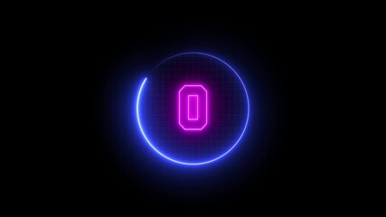 Neon sci-fi countdown clock animation, futuristic hud glowing timer from 5 to 0 seconds, abstract circle digital interface design - Powered by Adobe