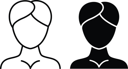 Woman Avatar with Bun Icon – Female Profile Symbol for Beauty, Identity, Elegance and vector silhouette..eps