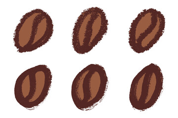 Set of simple hand drawn coffee bean Drink doodle Single element for print, web, design, decor
