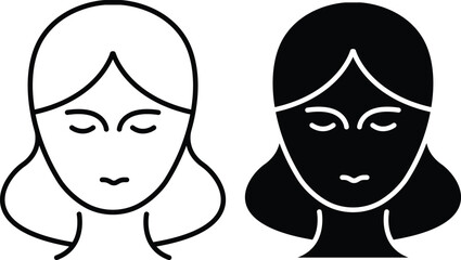 Obraz premium Woman Face Icon – Outline and Solid Female Beauty Vector Symbols and vector silhouette..eps