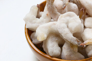 Frosted shrimps preserved for cooking