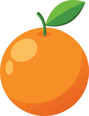 Fresh orange fruit with green leaf and stem isolated on delicious citrus