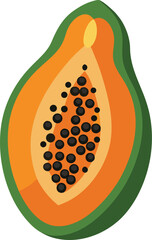 Freshly cut papaya slice tropical fruit healthy food ingredient vibrant colors isolated