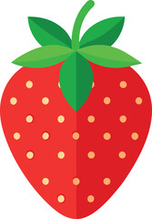 Fresh red strawberry icon with green leaves isolated healthy fruit food graphic design element