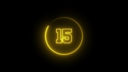 Futuristic neon countdown timer from 20 to 0 seconds, glowing hud sci-fi digital clock, abstract circle interface animation for modern technology visuals - Powered by Adobe