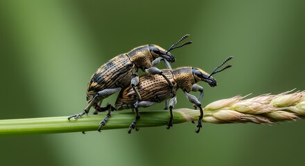 Weevil beetles mating
