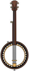 5-string banjo with strap hooks and mahogany neck