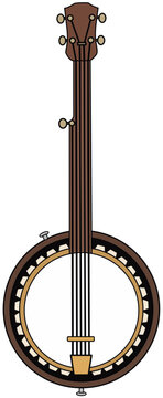 5-string banjo with strap hooks and mahogany neck
