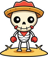 Sunbathing ghosts or beach skeletons Cute cartoon skeleton cowboy wearing a hat and bandana