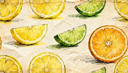 Citrus Symphony: Artistic close-up of lemons, limes, and an orange with their vibrant hues. A culinary celebration, a feast for the senses, where the simple beauty of fruits comes alive.