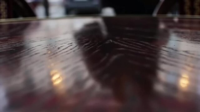Wooden table top closeup