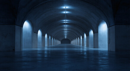 Obraz premium Empty Concrete Tunnel Architectural Design