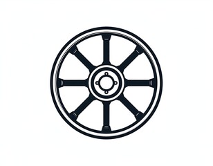 Obraz premium A monochrome illustration of an eight-spoked wheel